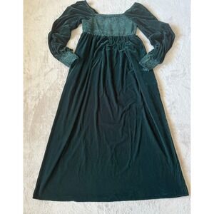 Nobody's Child Green Velvet Shirred Kylie Midi Dress Long‎ Sleeve Green Size 6